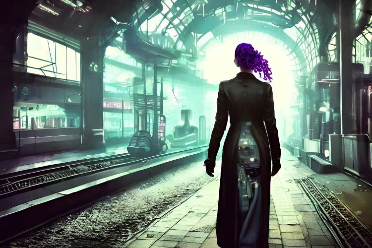 The Cyberpunk Traveller by Alessandro Della Torre wall art