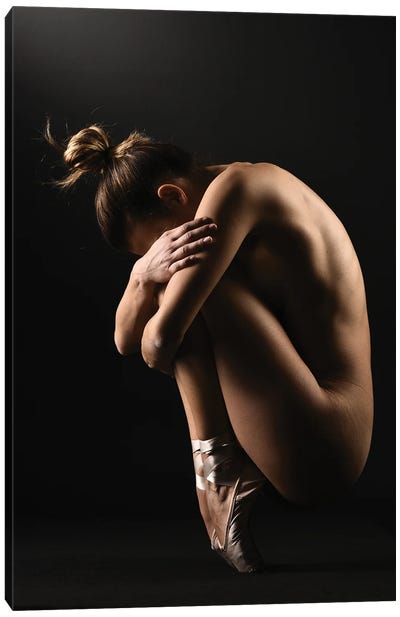 Nude Ballerina Ballet Dancer With Tutu Dress And Shoes XXII Canvas Art Print - Ballet Art