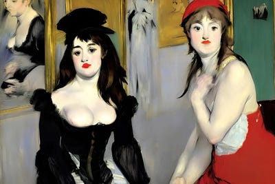 Ai Pictorialism Of Two Concubines by Alessandro Della Torre art print