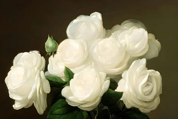 Alessandro Della Torre: Ai White Flowers Still by Alessandro Della Torre