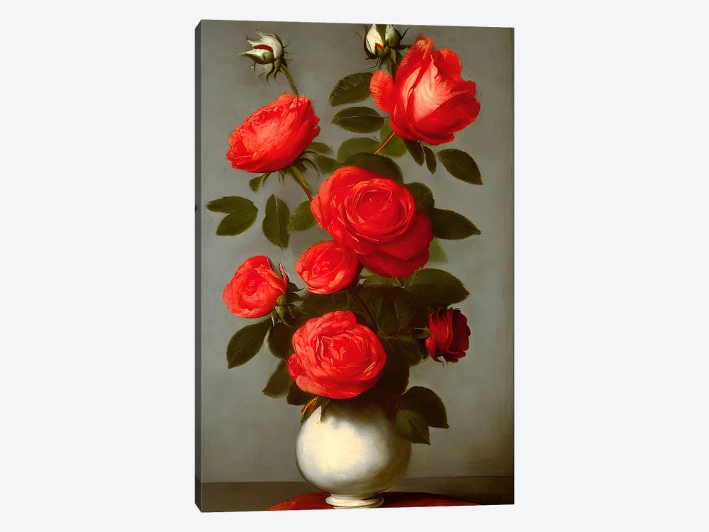 Ai Red Flowers Still by Alessandro Della Torre 1-piece Canvas Wall Art