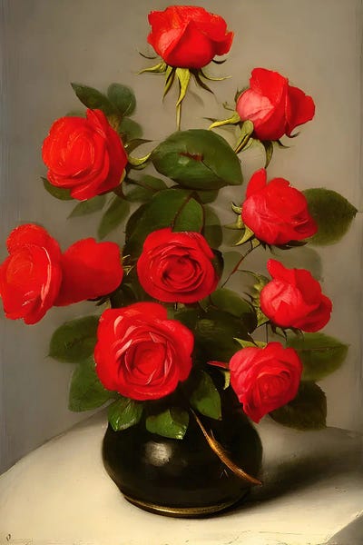 Ai Red Flowers Still II by Alessandro Della Torre art print