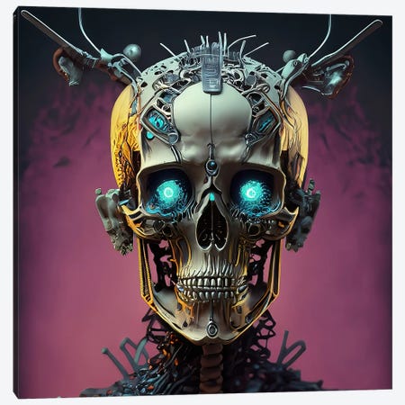 Cyberpunk Skull Canvas Print #ADT1410} by Alessandro Della Torre Canvas Print