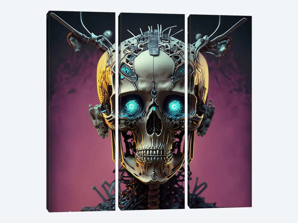 Cyberpunk Skull by Alessandro Della Torre 3-piece Canvas Art