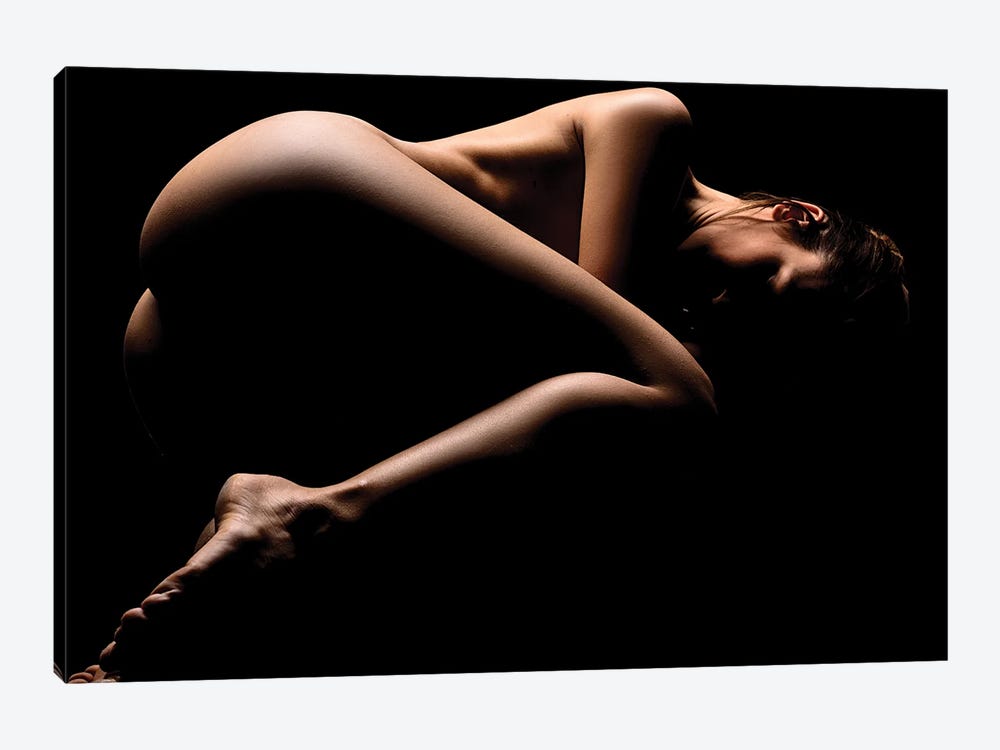 Nude Woman Laying Down Naked On Black Sexy by Alessandro Della Torre 1-piece Canvas Art Print