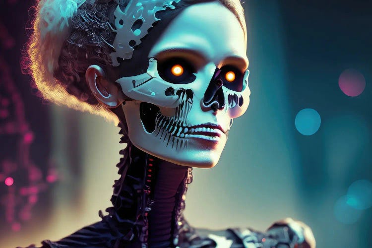 Cyberpunk Female Sketelon by Alessandro Della Torre wall art