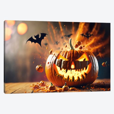 Exploding Pumpkin For Halloween Canvas Print #ADT1433} by Alessandro Della Torre Canvas Print