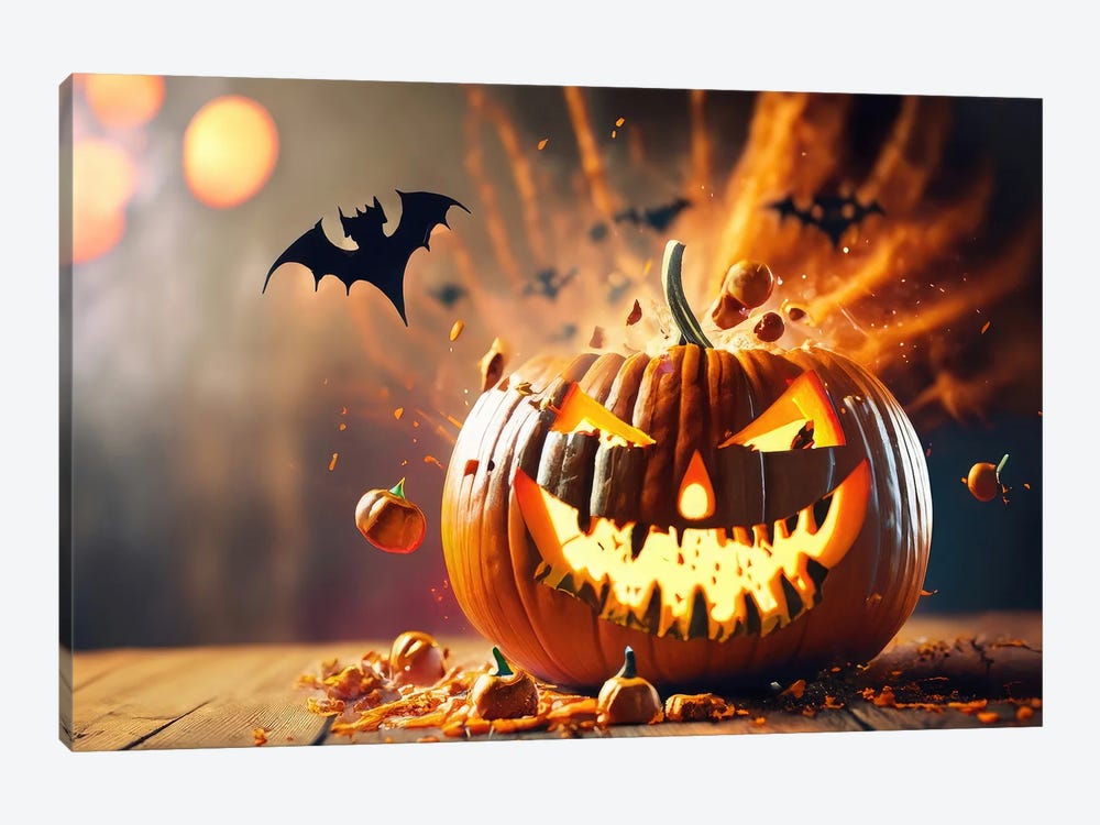 Exploding Pumpkin For Halloween by Alessandro Della Torre 1-piece Canvas Print
