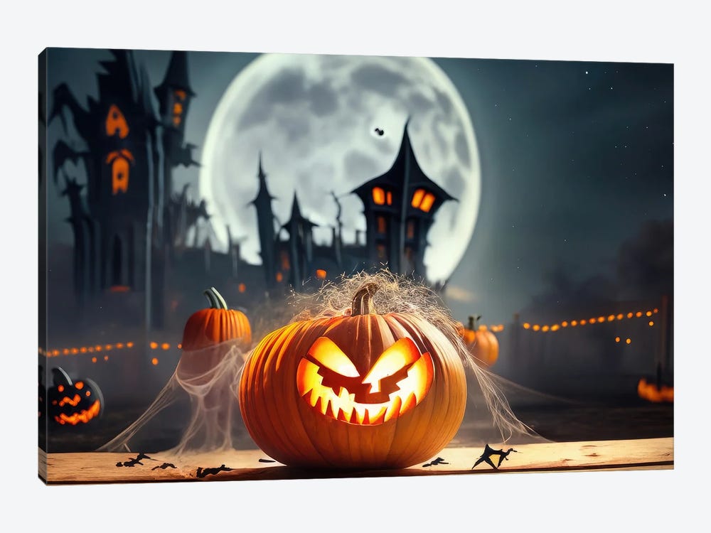 Sneering Pumpkin For Halloween by Alessandro Della Torre 1-piece Art Print