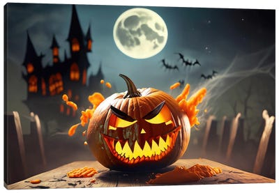 Sly Pumpkin For Halloween Canvas Art Print - Pumpkins