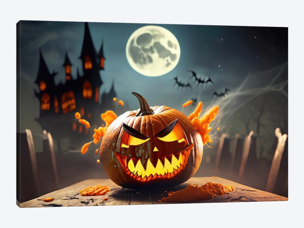 Sly Pumpkin For Halloween by Alessandro Della Torre 1-piece Canvas Art