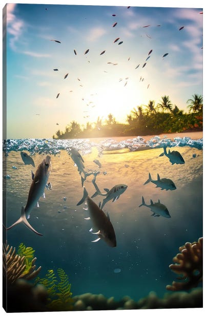 Ai Tropical Fishes Out Of The Ocean Canvas Art Print - Alessandro Della Torre