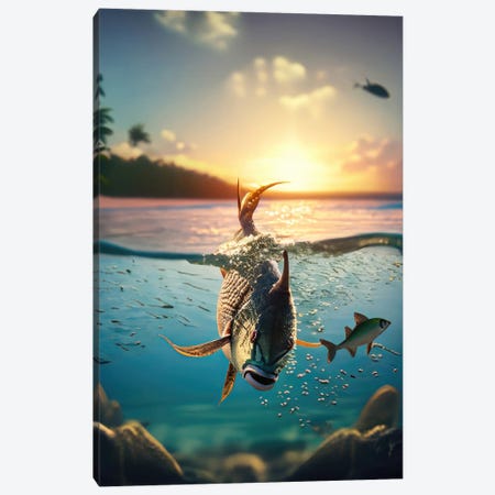 Ai Fish Swimming In A Tropical Sunset Canvas Print #ADT1440} by Alessandro Della Torre Canvas Art