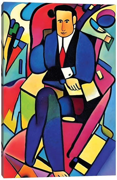Businessman In The Syle Of Picasso Canvas Art Print - Alessandro Della Torre