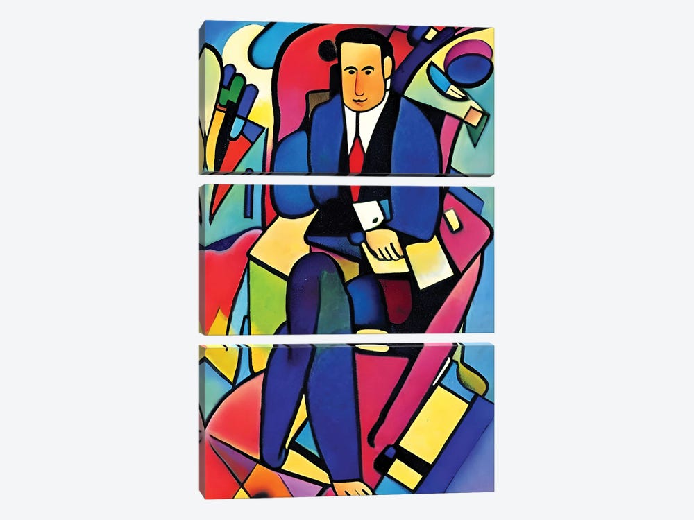 Businessman In The Syle Of Picasso by Alessandro Della Torre 3-piece Art Print