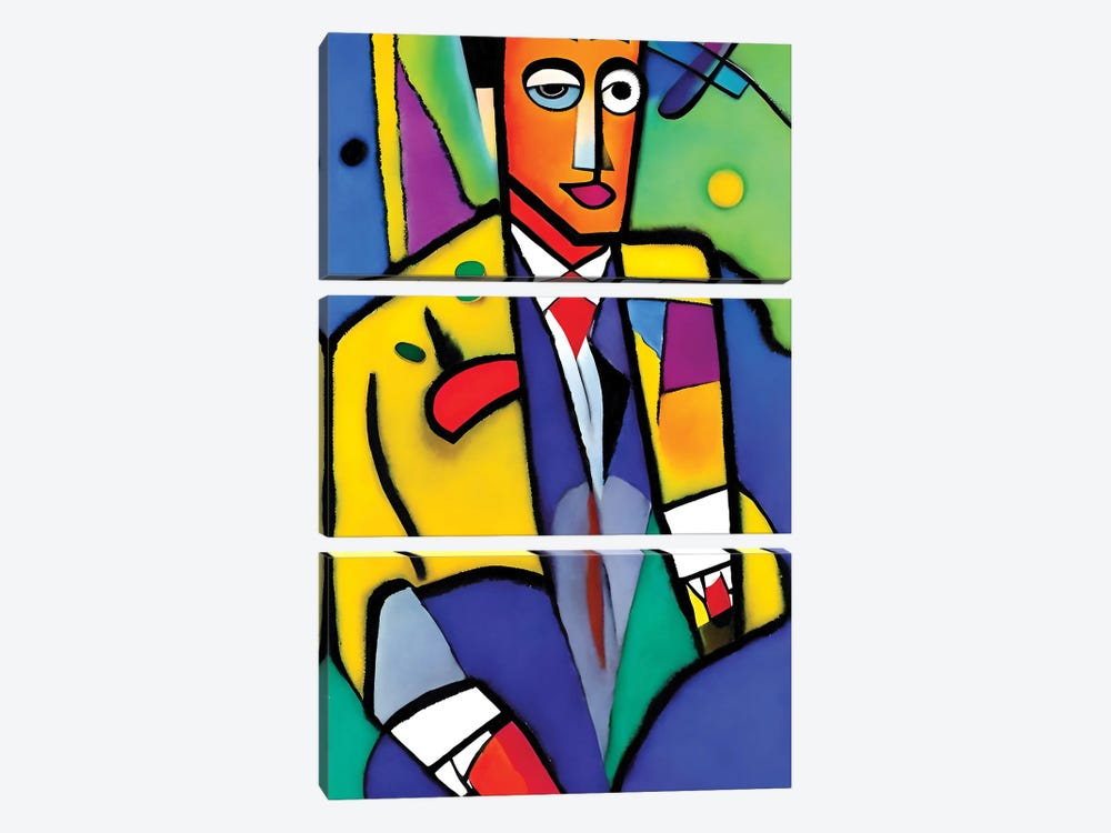 Man In The Syle Of Picasso by Alessandro Della Torre 3-piece Canvas Wall Art