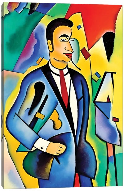 Businessman In The Syle Of Picasso II Canvas Art Print - Cubism Art