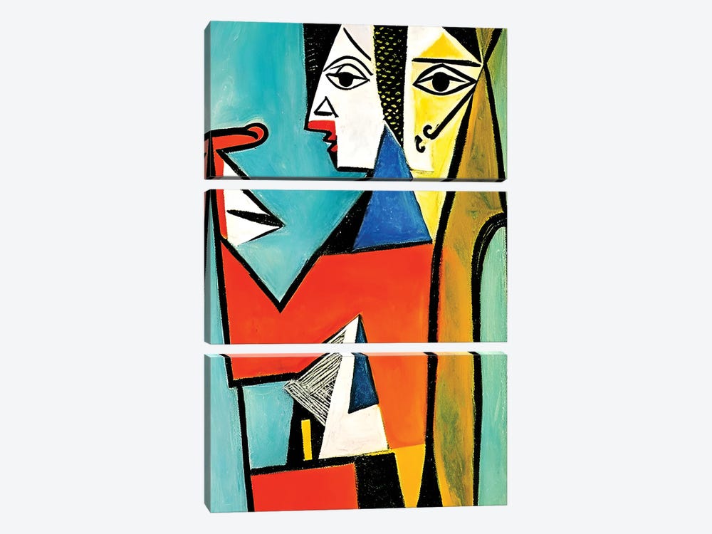 Workers In The Syle Of Picasso by Alessandro Della Torre 3-piece Canvas Artwork