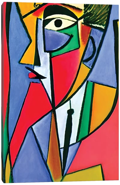 Man Worker In The Style Of Picasso Canvas Art Print - Cubism Art