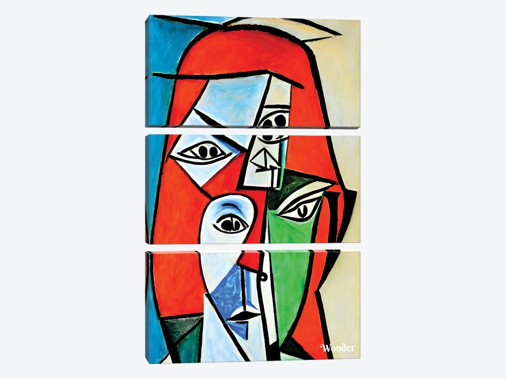 Woman Worker In The Style Of Picasso by Alessandro Della Torre 3-piece Art Print