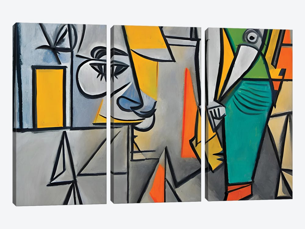 Some Workers In The Style Of Picasso by Alessandro Della Torre 3-piece Canvas Artwork