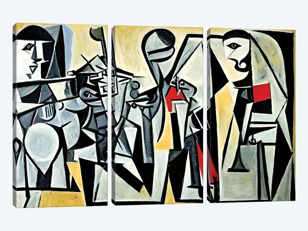 Hard Work In The Style Of Picasso by Alessandro Della Torre 3-piece Canvas Artwork