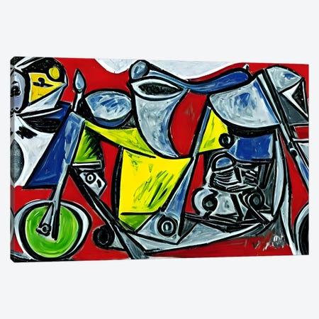 A Motorcycle In The Style Of Picasso Canvas Print #ADT1525} by Alessandro Della Torre Canvas Artwork