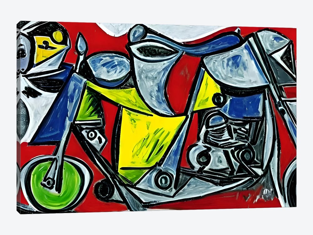 A Motorcycle In The Style Of Picasso by Alessandro Della Torre 1-piece Canvas Print