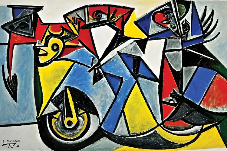 A Motorbike In The Style Of Picasso