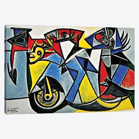 A Motorbike In The Style Of Picasso Canvas Print #ADT1527} by Alessandro Della Torre Canvas Wall Art