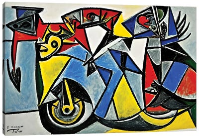 A Motorbike In The Style Of Picasso Canvas Art Print - Cubism Art