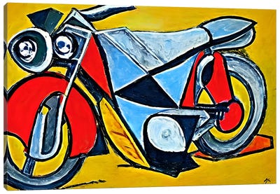 Another Motorbike In The Style Of Picasso Canvas Art Print - Cubism Art