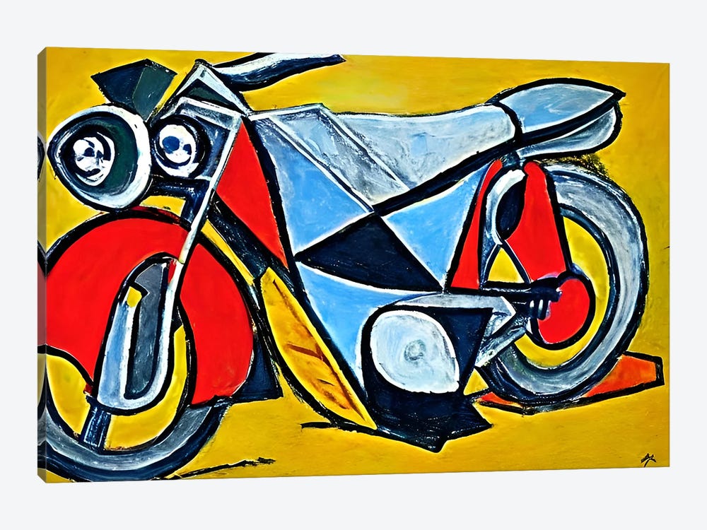Another Motorbike In The Style Of Picasso by Alessandro Della Torre 1-piece Canvas Wall Art