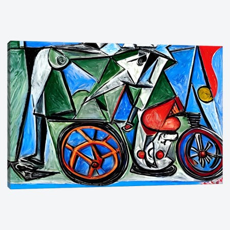 Riding Bike In The Style Of Picasso Canvas Print #ADT1529} by Alessandro Della Torre Canvas Art Print