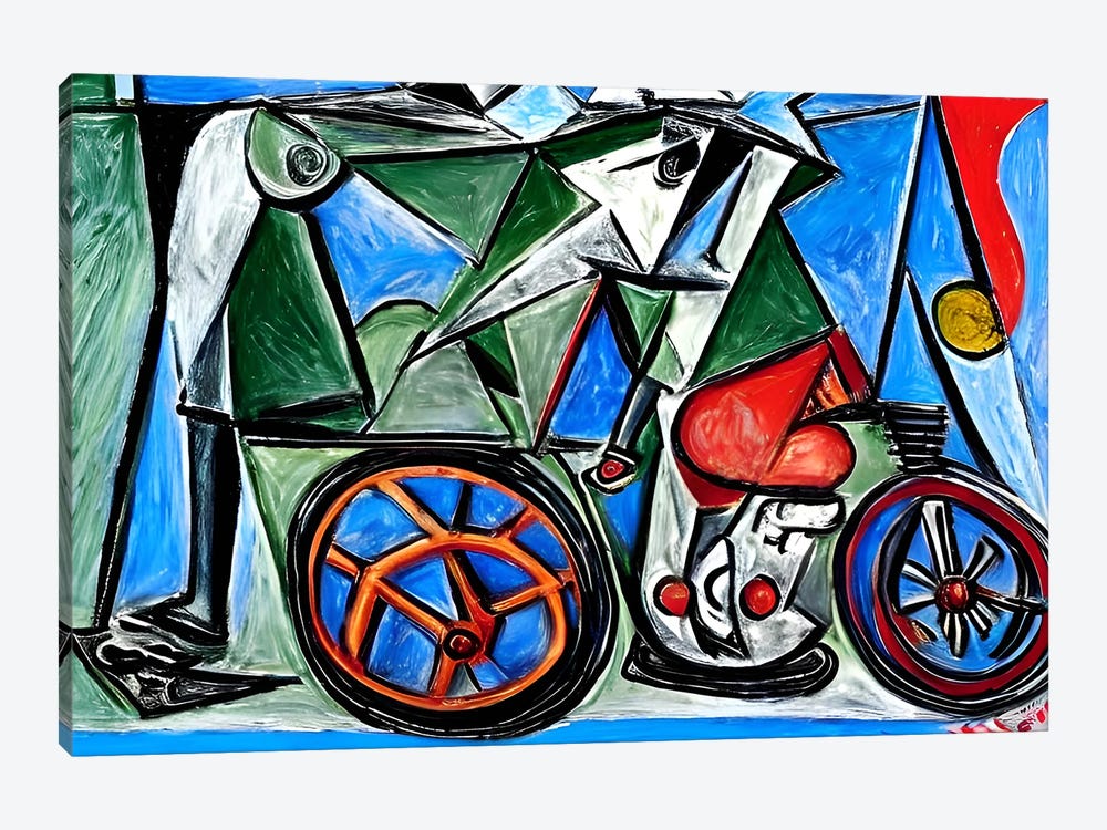 Riding Bike In The Style Of Picasso by Alessandro Della Torre 1-piece Canvas Art Print
