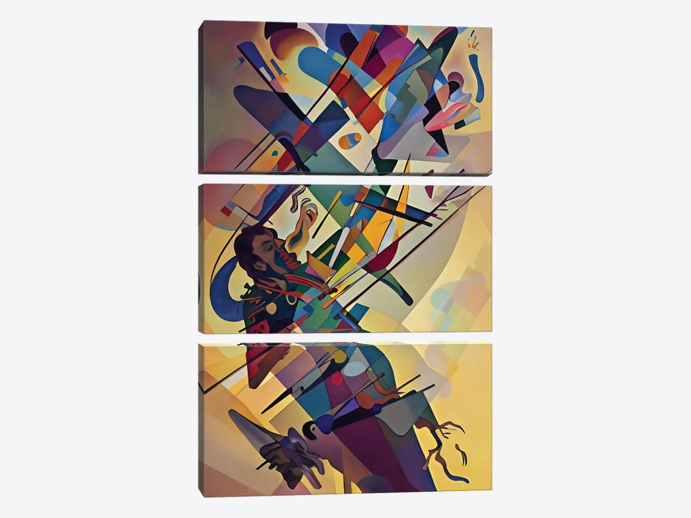 Abstract Paint In The Style Of Kandinsky II by Alessandro Della Torre 3-piece Canvas Art Print