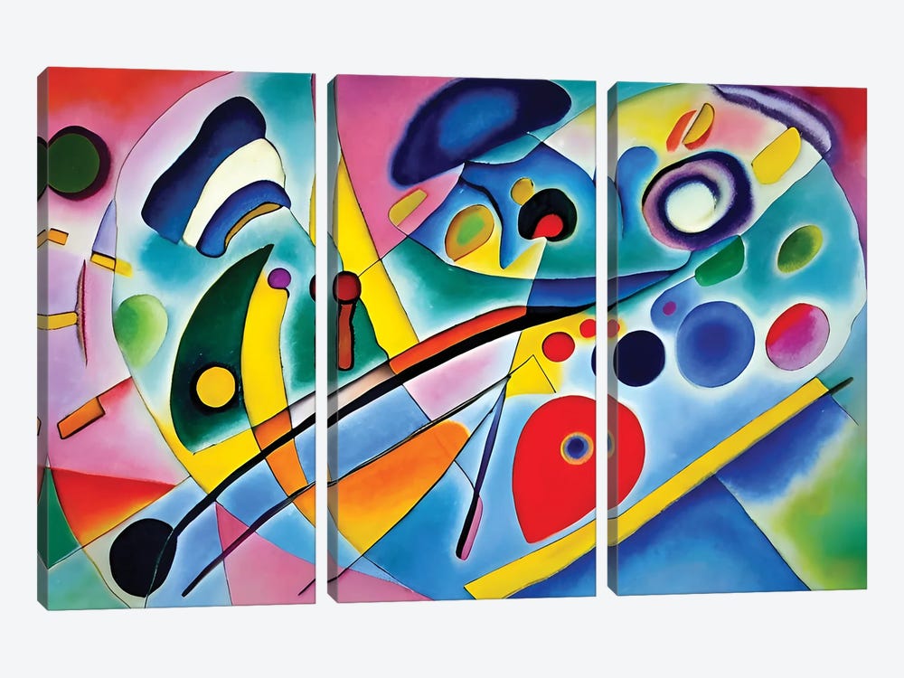 Abstract Paint In The Style Of Kandinsky VI by Alessandro Della Torre 3-piece Canvas Art Print
