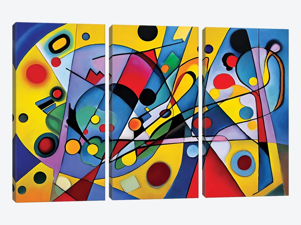 Abstract Paint In The Style Of Kandinsky VII by Alessandro Della Torre 3-piece Canvas Art