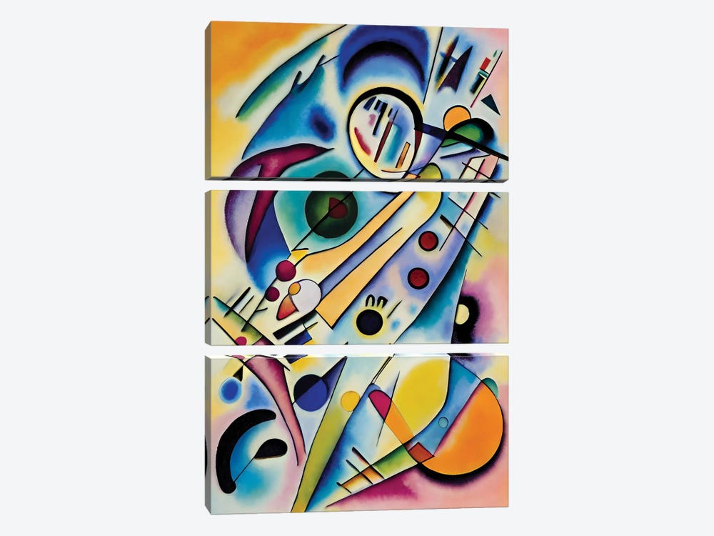 Abstract Painting In The Style Of Kandinsky XI by Alessandro Della Torre 3-piece Canvas Art Print