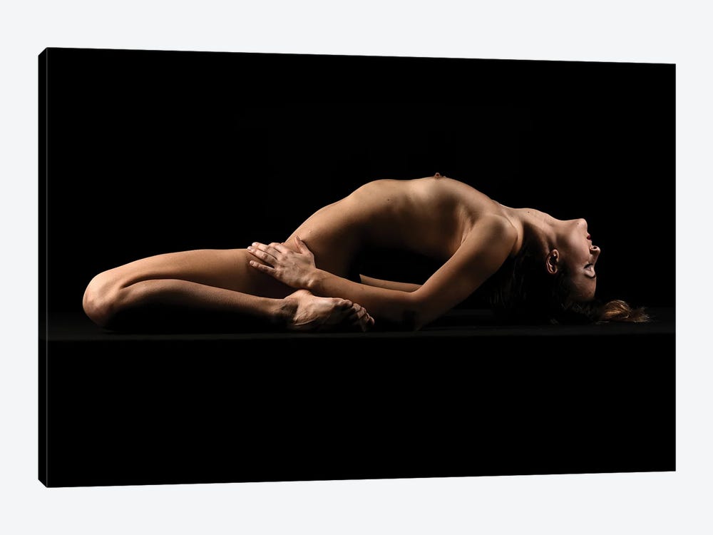 Nude Woman Sensual Laying Down On Black Background II by Alessandro Della Torre 1-piece Art Print