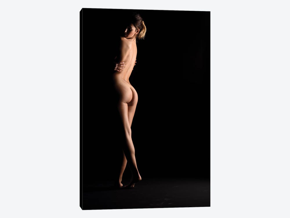 Nude Woman Sensual Standing Up Naked On Black Background by Alessandro Della Torre 1-piece Canvas Art