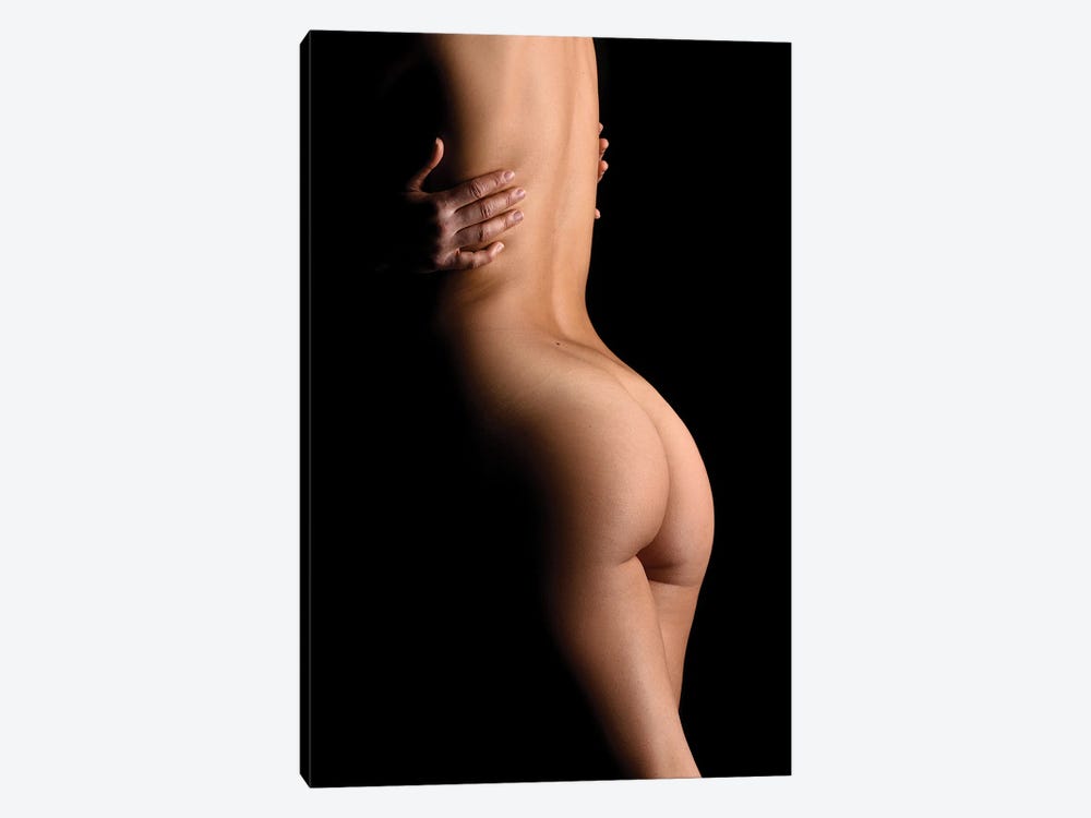Nude Woman's Back Sensual Standing Up Naked On Black Background by Alessandro Della Torre 1-piece Canvas Print