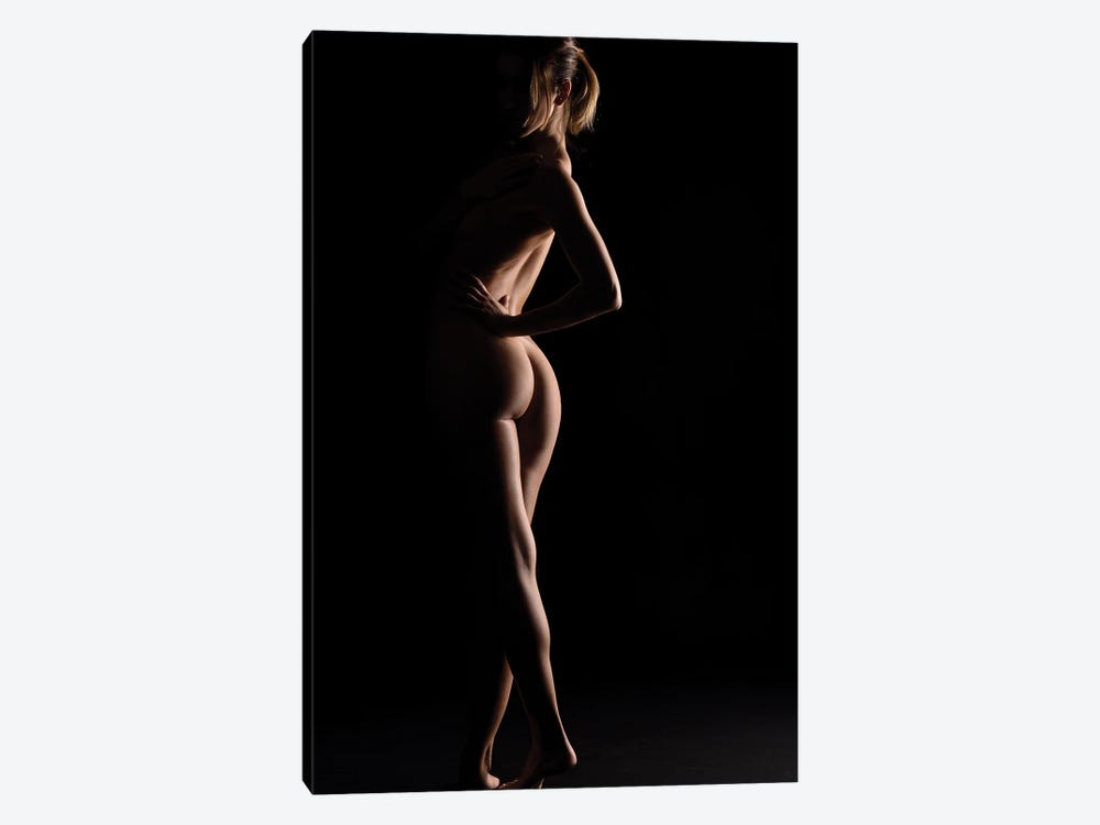 Nude Woman Sensual Standing Up Naked On Black Background III by Alessandro Della Torre 1-piece Canvas Wall Art