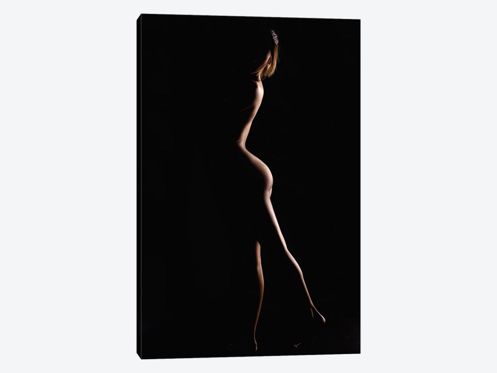 Nude Woman Bodyscape Sensual Standing Up Naked On Black Background V by Alessandro Della Torre 1-piece Canvas Print