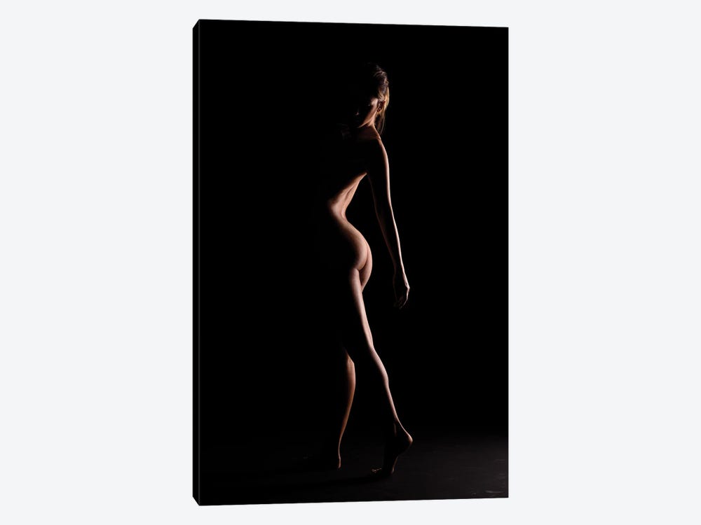 Nude Woman's Bodyscape Sensual Standing Up Naked On Black Background V by Alessandro Della Torre 1-piece Canvas Art Print