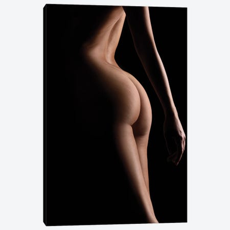 Close Up Of Nude Woman's Bodyscape Sensual Standing Up Naked On Black Background IV Canvas Print #ADT164} by Alessandro Della Torre Canvas Art