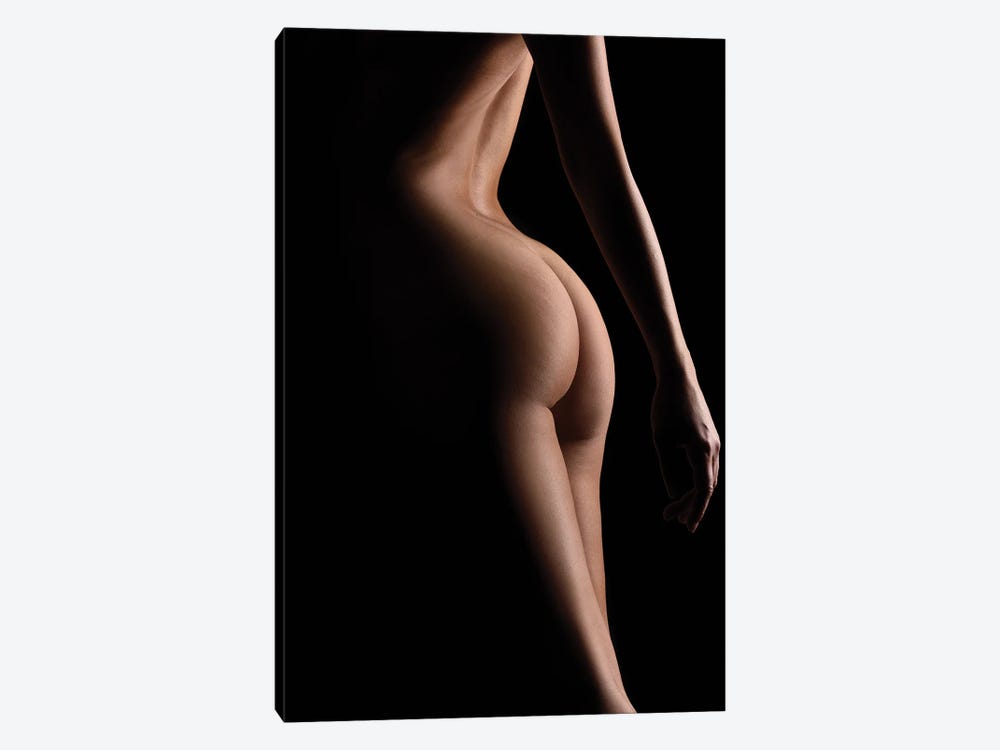 Close Up Of Nude Woman's Bodyscape Sensual Standing Up Naked On Black Background IV by Alessandro Della Torre 1-piece Canvas Artwork