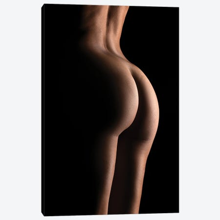 Close Up Of Nude Woman's Bodyscape Sensual Standing Up Naked On Black Background VII Canvas Print #ADT167} by Alessandro Della Torre Canvas Wall Art