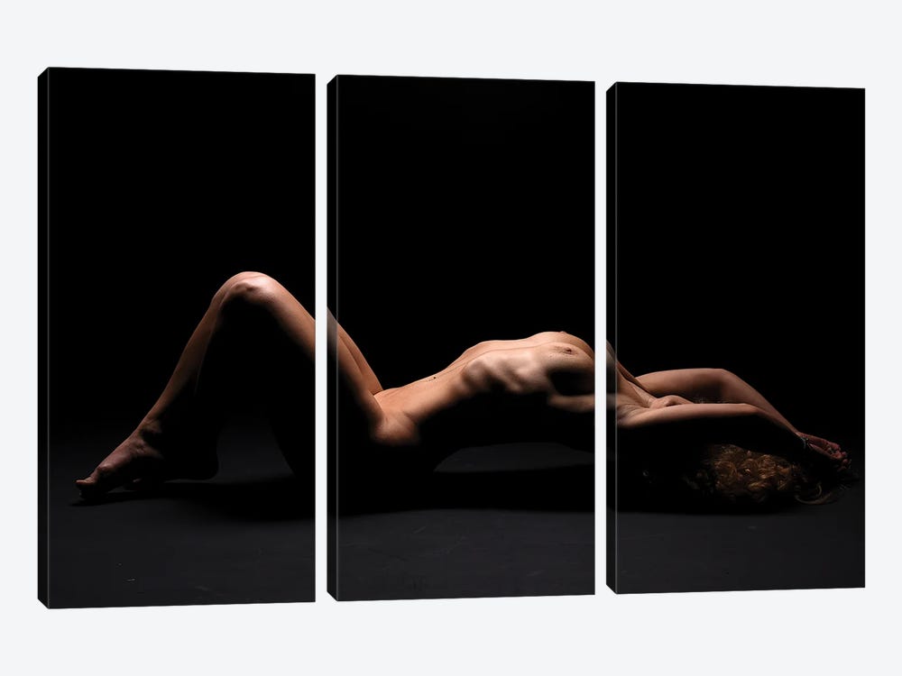 Nude Woman's Body Bodyscape Laying Down Naked by Alessandro Della Torre 3-piece Canvas Wall Art