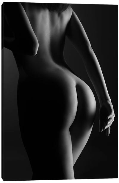 Naked Woman's Back, Ass And Nude Buttocks In Black And White Sensual Photography III Canvas Art Print - Alessandro Della Torre